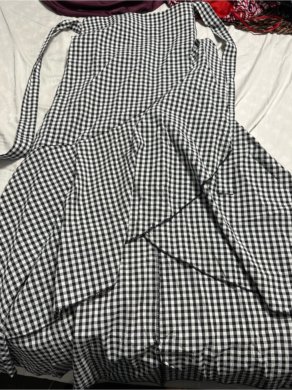 Black & White Gingham Wrap Skirt
